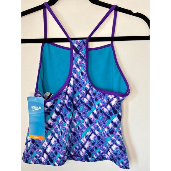 Speedo Girls Racerback Tankini Top Purple Size 16 New with tag - Picture 2 of 9